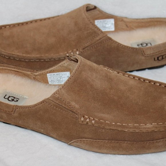 UGG SUEDE SHEARLING SLIP ON SLIPPERS CHESTNUT - Picture 6 of 8